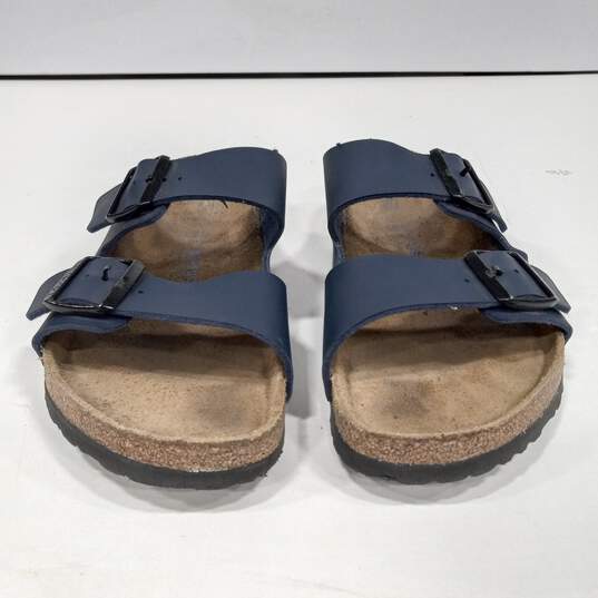 Men's Birkenstock Navy Amalfi Leather Soft Footbed Arizona Sandals Size 8 image number 4