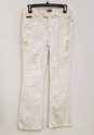 Womens White Cotton Light Wash Distressed Straight Jeans Size 26/40 image number 1