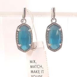 NWT Kendra Scott Blue Oval Shaped Stone Drop Earrings With Dust Bag alternative image