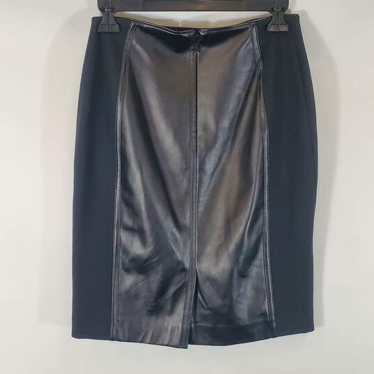 White House Black Market Women Black Faux Leather Skirt 0 image number 2