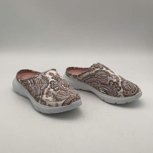 Womens Cloud 2 Mile Pink White Paisley Round Toe Slip-On Mule Shoes Size 9 image number 2