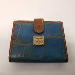 Dooney & Bourke Blue with Brown Leather Trim Compact Wallet alternative image