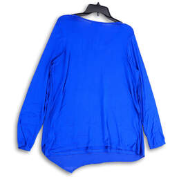 NWT Womens Blue Long Sleeve Scoop Neck Side Slit Pullover Tunic Top Size XL alternative image