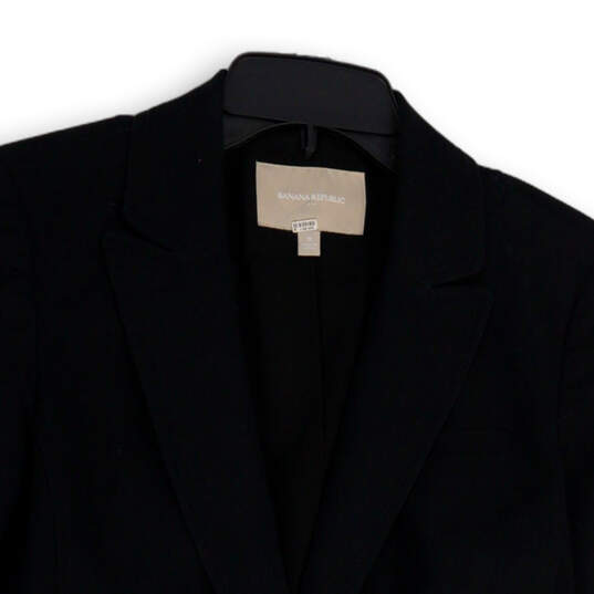 Womens Black Single-Breasted Pockets Notch Lapel One-Button Blazer Size 8 image number 3