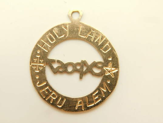 Vintage 13K Gold Etched Expo 67 Personalized Open Circle Pendant Charm 1.8g image number 5