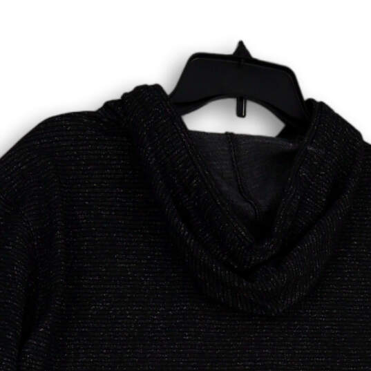 Womens Black Long Sleeve Side Slit Stretch Pullover Hoodie Size Medium image number 4