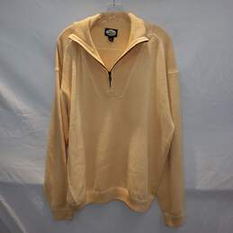 Tommy Bahama 1/4 Zip Yellow Cotton Pullover Sweater Size XL