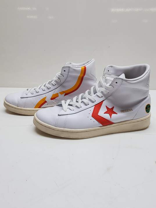 Converse Pro Leather High Top White Orange Sneakers Size 10.5 image number 1