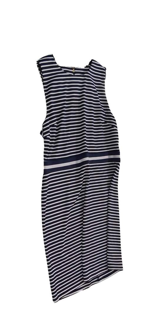 Womens Blue White Striped Crew Neck Sleeveless Sheath Dress Size XL image number 4