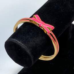 Designer Kate Spade New York Pink Enamel Bow Hinged Bangle Bracelet alternative image