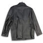 Mens Black Notch Lapel Long Sleeve Flap Pocket Leather Jacket Size 1X image number 2