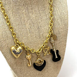 Designer Juicy Couture Gold-Tone Chain Toggle Clasp Multiple Charm Necklace
