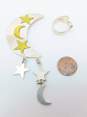Taxco Sterling Silver & Brass Celestial Moon & Stars Brooch & Chunky Ring 22.0g image number 8