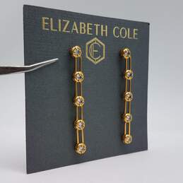 Elizabeth Cole Gold Tone Crystal Elegant Dangle Earrings w/bag 6.5g alternative image