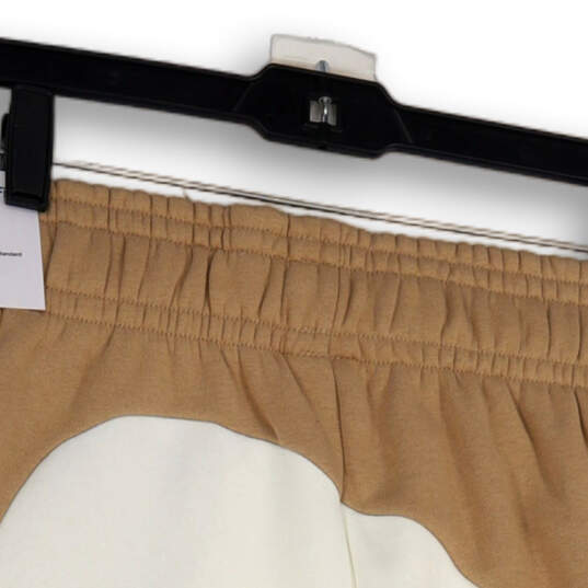 NWT Womens Brown White Elastic Waist Stretch Pull-On Sweat Shorts Size M image number 4