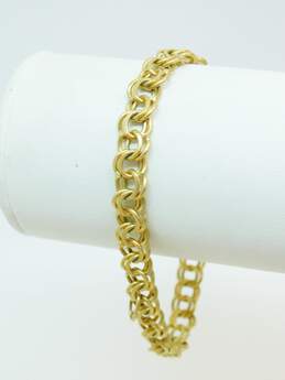 Vintage 14K Yellow Gold Double Curb Chain Bracelet 12.4g