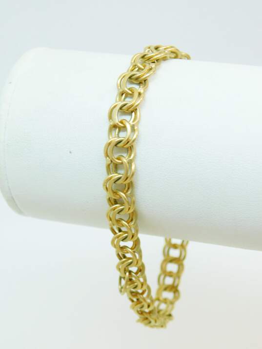 Vintage 14K Yellow Gold Double Curb Chain Bracelet 12.4g image number 1