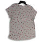 Womens Gray Heart Print Round Neck Short Sleeve Pullover T-Shirt Size Large image number 2