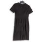 Womens Black Back Zip Round Neck Short Sleeve Formal Sheath Dress Size 2P image number 2