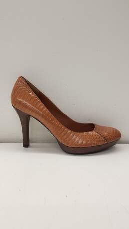 Lauren Ralph Lauren Leather Snake Embossed Heels Cognac 8