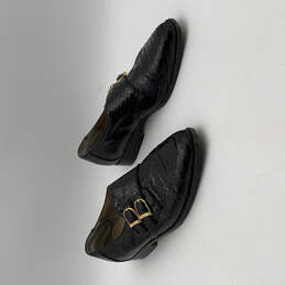 Mens Black Leather Almond Toe Slip-On Monk Strap Dress Shoes Size 8M