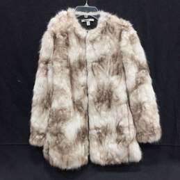 Zara Trafaluc Women's Cream/Brown Faux Fur Jacket Size S