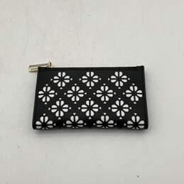 Kate Spade Womens Sylvia Black White Floral Perforated Slim Bifold Wallet