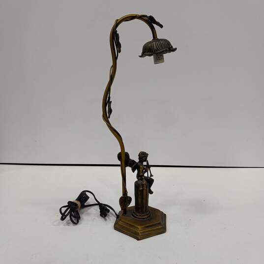 Vintage Brass Cherub Lamp image number 2