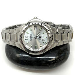 Designer Fossil Blue AM3573 Silver-Tone Stainless Steel Analog Wristwatch