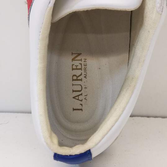 Lauren By Ralph Lauren Janson II White Stripe Leather Sneakers Women's Size 7 B image number 10