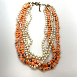 Designer J. Crew Orange Multi Strand Pearl Layered Beaded Necklace alternative image
