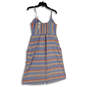 NWT Womens Multicolor Striped V-Neck Smocked Mini Dress Size Large image number 2