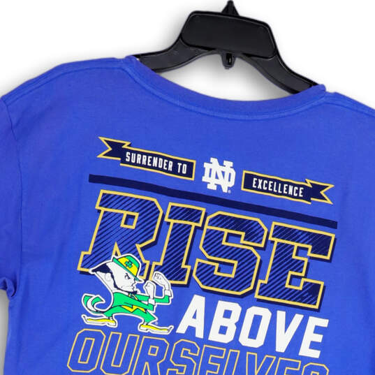 NWT Mens Blue Notre Dame College Short Sleeve Activewear T-Shirt Size Large image number 4