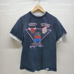 Vintage Salem Sportswear 1992 Bulls vs Blazers NBA Finals Tee Size Large