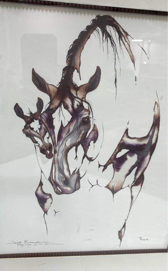 Peek - Print of Horse Portrait by Sarah Richards Signed. 2001 Matted & Framed image number 5