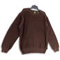 Mens Brown Knitted Long Sleeve Round Neck Pullover Sweater Size XXL image number 1