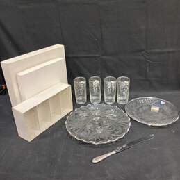 7pc. Silver City Glass Co. 25th Anniversary Sterling Silver On Crystal Serveware Collection In Box