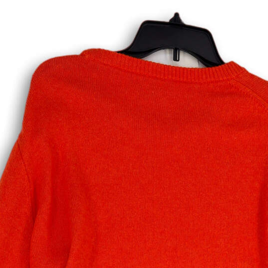 Womens Orange Knitted Crew Neck Long Sleeve Pullover Sweater Size XL image number 1