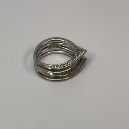 Designer Swarovski Silver-Tone Rhinestone Layered Fashionable Band Ring alternative image