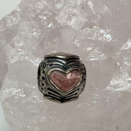 Designer Pandora 925 ALE Sterling Silver Pink Enamel Heart Beaded Charm
