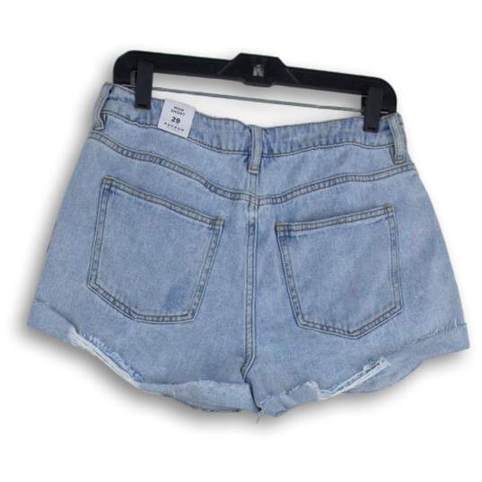 NWT Pacsun Womens Light Blue Denim Distressed Medium Wash Mom Shorts Size 29 image number 2