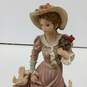 Vintage De Elina Figurine 'Woman w/Flowers' & Wooden Base image number 3