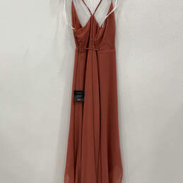 NWT Womens Orange Ruffle Strap Tie Waist Long Wrap Dress Size Medium alternative image