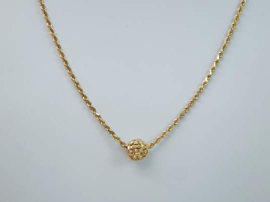 14K Yellow Gold Cut Out Ball Pendant On Rope Chain Necklace 9.6g image number 3