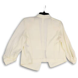 Womens White Long Sleeve Regular Fit Open Front Cropped Blazer Size 4 alternative image