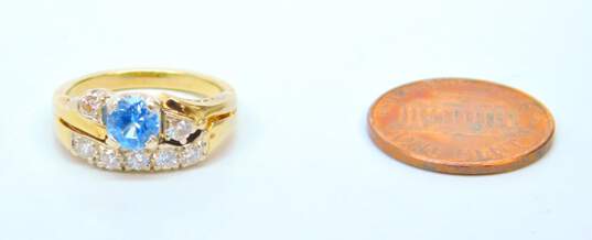 Vintage 14K White Gold 0.21 CTTW Diamond & Blue Spinel Ring 4.5g image number 5