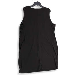 Womens Black Round Neck Sleeveless Back Zip Bodycon Dress Size 22W alternative image