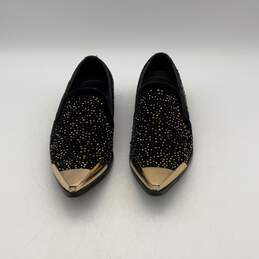 NIB Bolano Mens DESTA-428 Black Gold Metal Tip Slip On Loafer Shoes Size 9