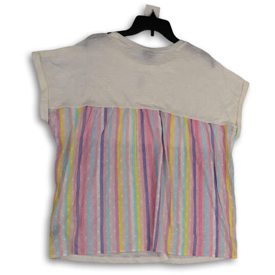 NWT Womens Multicolor Striped Cap Sleeve Blouse Top Size 1/1X/14-16 image number 2