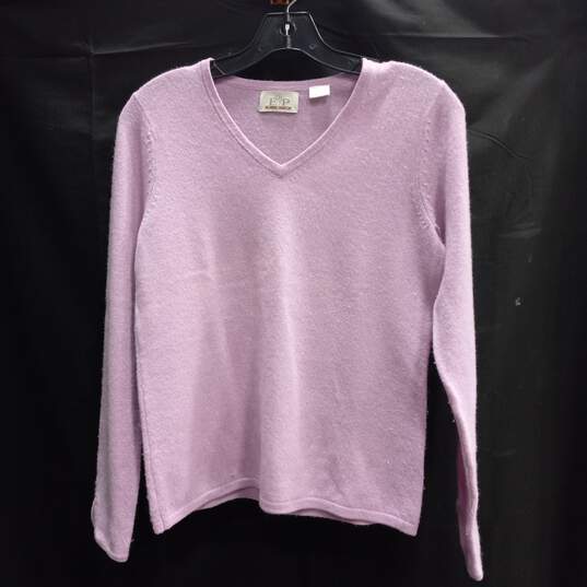 Women's EP Pro Purple Cashmere V-Neck Sweater Size S/P image number 1